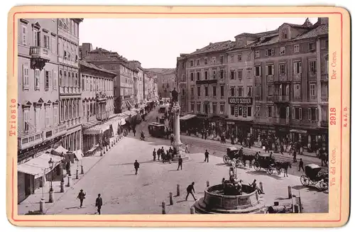 Fotografie Römmler & Jonas, Dresden, Ansicht Triest, Via del Coros mit Pferdebahn