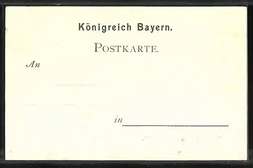 Lithographie Nürnberg, Bayer. Landesausstellung 1896, Kulmbacher-Bierhalle, Armee-Museum