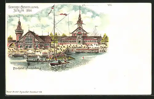 Lithographie Berlin, Berliner-Gewerbe-Ausstellung 1896, Fischerei-Ausstellung