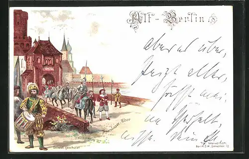 Lithographie Berlin, Berliner-Gewerbe-Ausstellung 1896, Spandauer-Thor