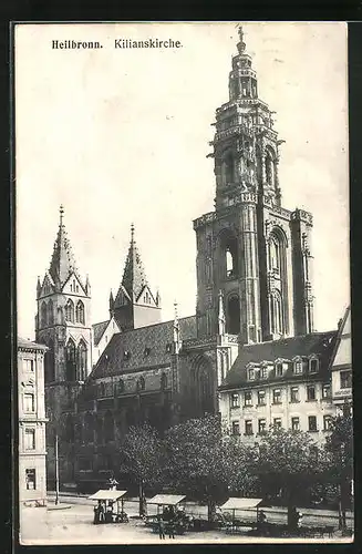 AK Heilbronn a. N., Kilianskirche mit Marktständen