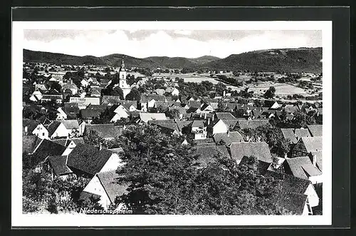 AK Niederschopfheim, Blick über Dächer der Stadt