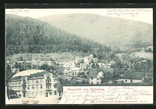 AK Herrenalb, Hotel Sonne, Teilansicht vom Maienberg