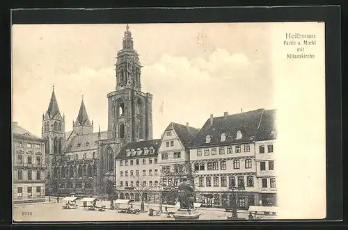 AK Heilbronn, Partie am Markt mit Kilianskirche