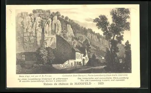 AK Luxembourg, Ruines du château de Mansfeld 1835