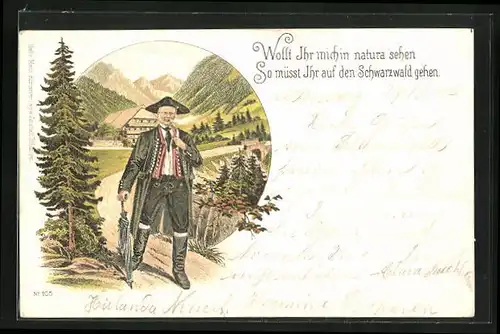 AK Schwarzwald, Schwarzwälder Tracht, Mann mit Tabakpfeife