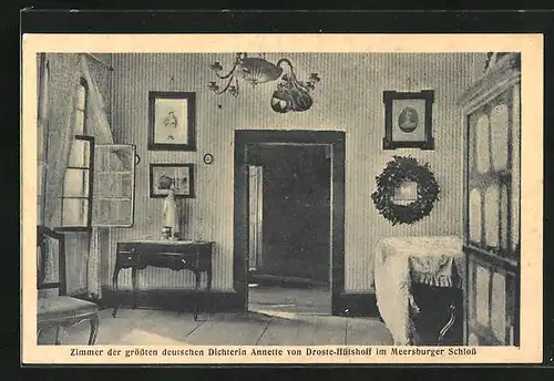 AK Zimmer der deutschen Dichterin Annette von Droste-Hülshoff im Meersburger Schloss