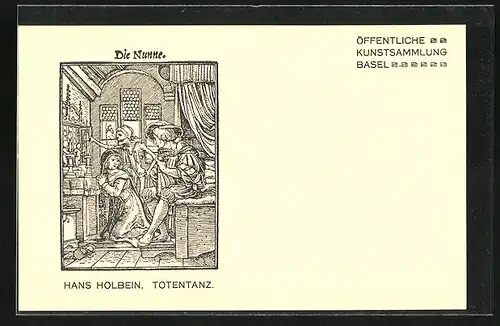 AK Öff. Kunstsammlung Basel, Hans Holbein Totentanz, Die Nunne