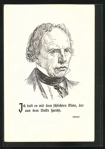 AK Portrait Ludwig Uhland, Serie Demokratenköpfe