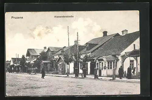 AK Pruzana, Alexanderstrasse mit Wohnhäusern