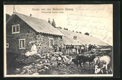 AK Niederburbach, Gasthaus Gustav Kolb, Melkerei Gsang