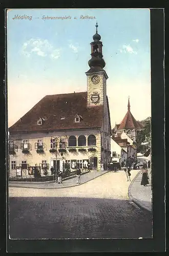 AK Mödling, Schrannenplatz und Rathaus