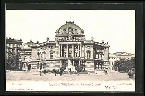 AK Wien, Deutsches Volkstheater mit Denkmal