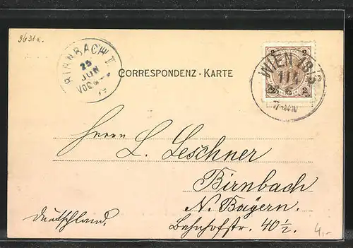 AK Wien, Deutsches Volkstheater mit Raimunddenkmal davor