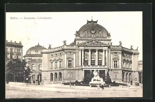 AK Wien, Strasse vor Deutschem Volkstheater