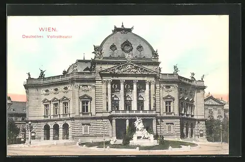 AK Wien, Leere Strasse vor Deutschen Volkstheater