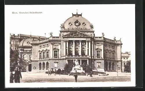 AK Wien, Deutsches Volkstheater mit Denkmal