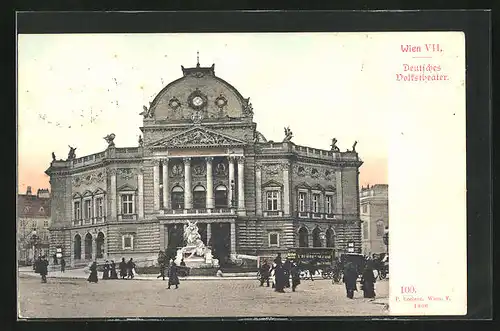 AK Wien, Deutsches Volkstheater mit Denkmal