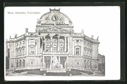 AK Wien, Deutsches Volkstheater mit Denkmal