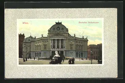 AK Wien, Deutsches Volkstheater mit Denkmal