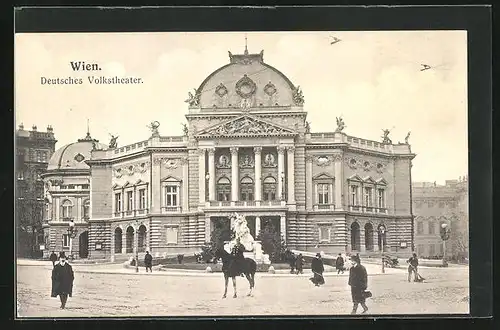 AK Wien, Deutsches Volkstheater mit Denkmal