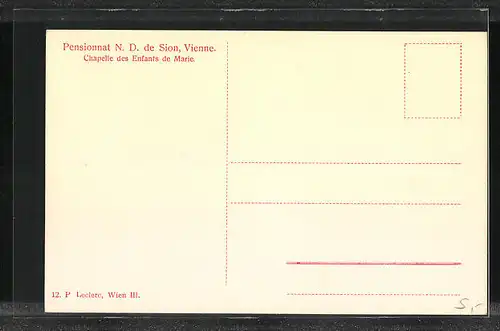 AK Wien, Pensionat N. D. de Sion, Chapelle des Enfants de Marie