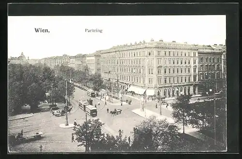 AK Wien, Parkring, Blick auf Kreuzung, Strassenbahn