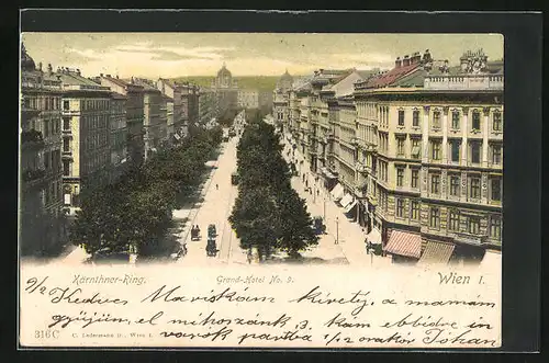 AK Wien, Kärnthner-Ring mit Grand-Hotel No. 9