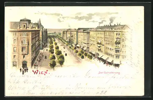 Lithographie Wien, Blick auf den Schottenring