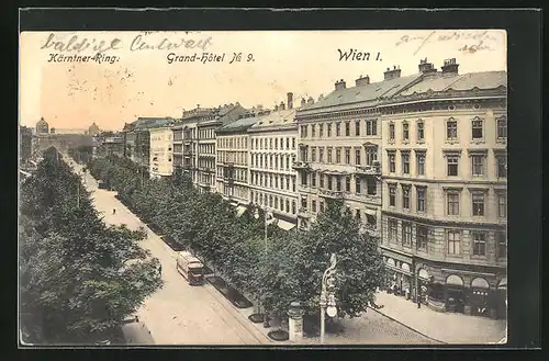 AK Wien, Kärntner-Ring mit Grand-Hotel No. 9