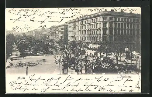 AK Wien, Parkring, Strassenecke mit Bauarbeiten