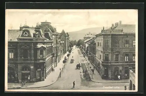 AK Sopron-Ödenburg, Erzsebet utca, Blick in die Elizabethstrasse