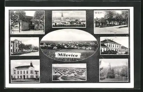 AK Milowitz / Milovice, Vojensky tábor, Ortsansichten