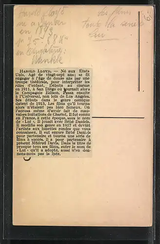 AK Schauspieler Harold Lloyd