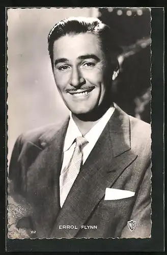 AK Schauspieler Errol Flynn mit Schnurrbart