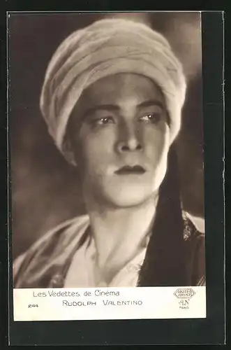 AK Schauspieler Rudolph Valentino mit Turban