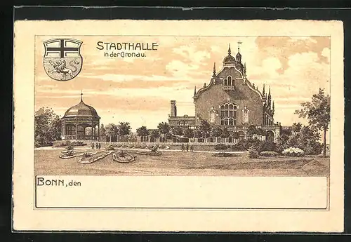 Lithographie Bonn, Stadthalle in der Gronau