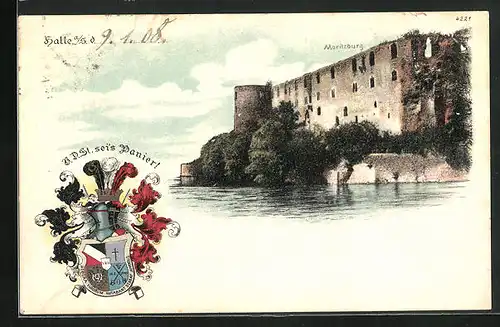 AK Halle /Saale, Moritzburg, Studentenwappen des V. D. St.