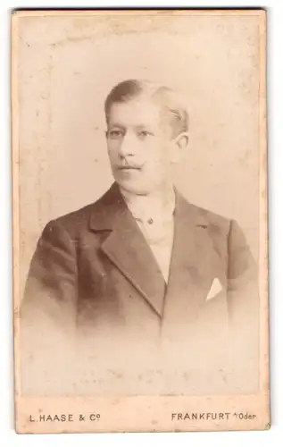Fotografie L. Haase & Co., Frankfurt a /Oder, Regierungsstrasse 12, Portrait junger Herr im Anzug mit Krawatte