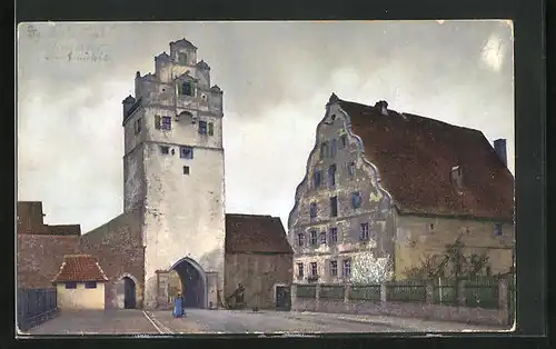 Künstler-AK Photochromie Nr. 2774: Dinkelsbühl, Stadtmühle und Nördlinger Tor