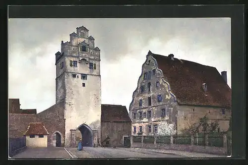 Künstler-AK Photochromie Nr. 2774: Dinkelsbühl, Nördlinger Tor und Stadtmühle