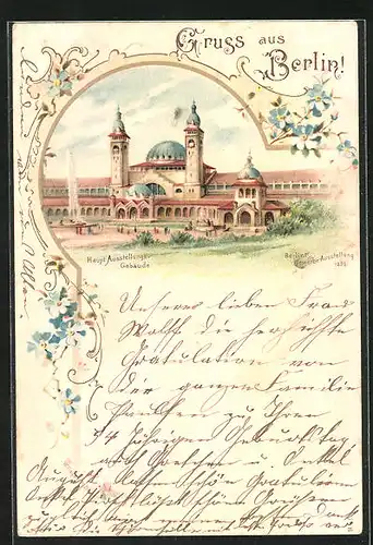 Lithographie Berlin, Gewerbe-Ausstellung 1896, Haupt-Ausstellungs-Gebäude