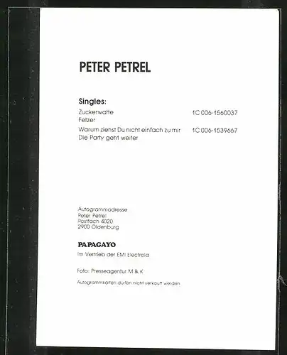 AK Musiker Peter Petrel, mit Autograph