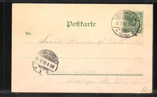 Lithographie Bad Oeynhausen, Goldfischteich, Grosses Thermalbadehaus, Grosses Soolbadehaus