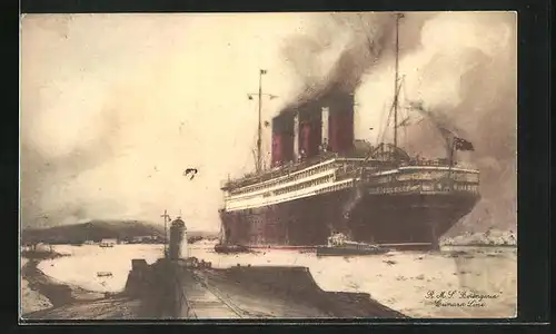 AK RMS Berengaria, Passagierschiff am Festland