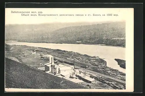 AK Bajan, Transbaikalbahn, Flusspartie mit Fabrik