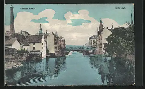 AK Kolozsvár, Szamos reszlet, Brücke am Fluss