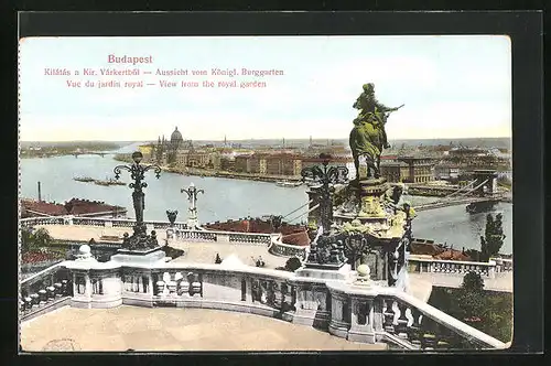 AK Budapest, Aussicht vom Königl. Burggarten