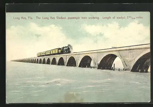 AK Long Key, FL, The Viaduct, passenger Train crossing