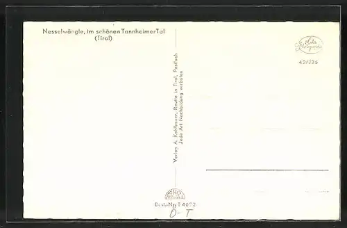 AK Nesselwängle, Ortsansicht gegen Krinnespitze